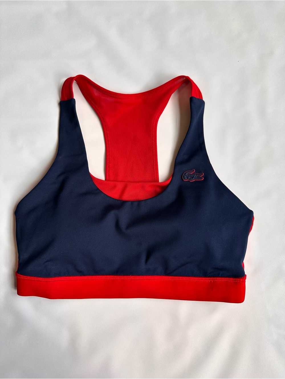 Lacoste Navy and Red Racerback Athletic Bra